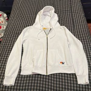 Aviator Nation White Unisex Zip Up Hoodie